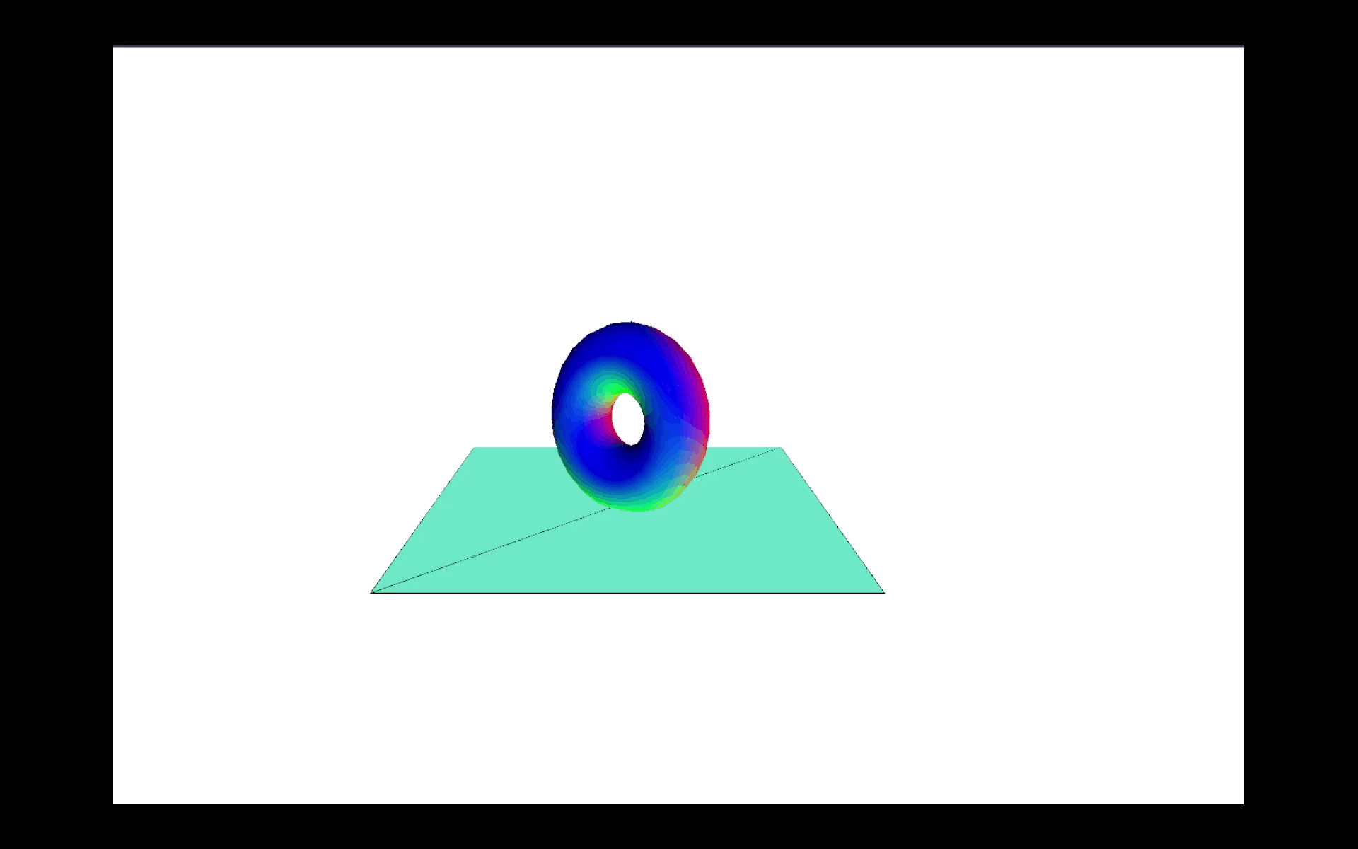 A glossy rainbow-colored sphere tilts gently on a turquoise base against a bright white background. The clean contrast enhances its dynamic balance.

      